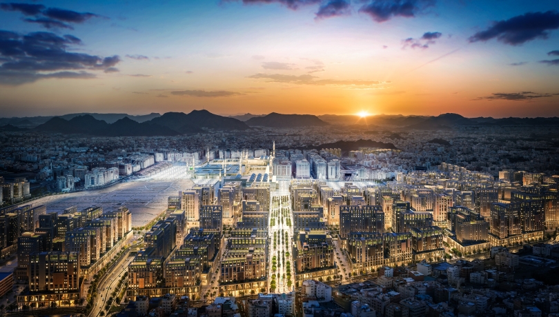 يقع مشروع رؤى المدينة في المنطقة الواقعة شرق المسجد النبوي الشريف Photo source : Rua Al Madinah Holding